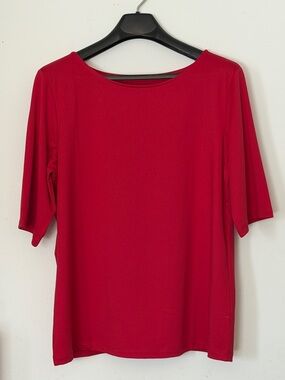Susan Graver Vibrant Red Boatneck Short-Sleeve Top